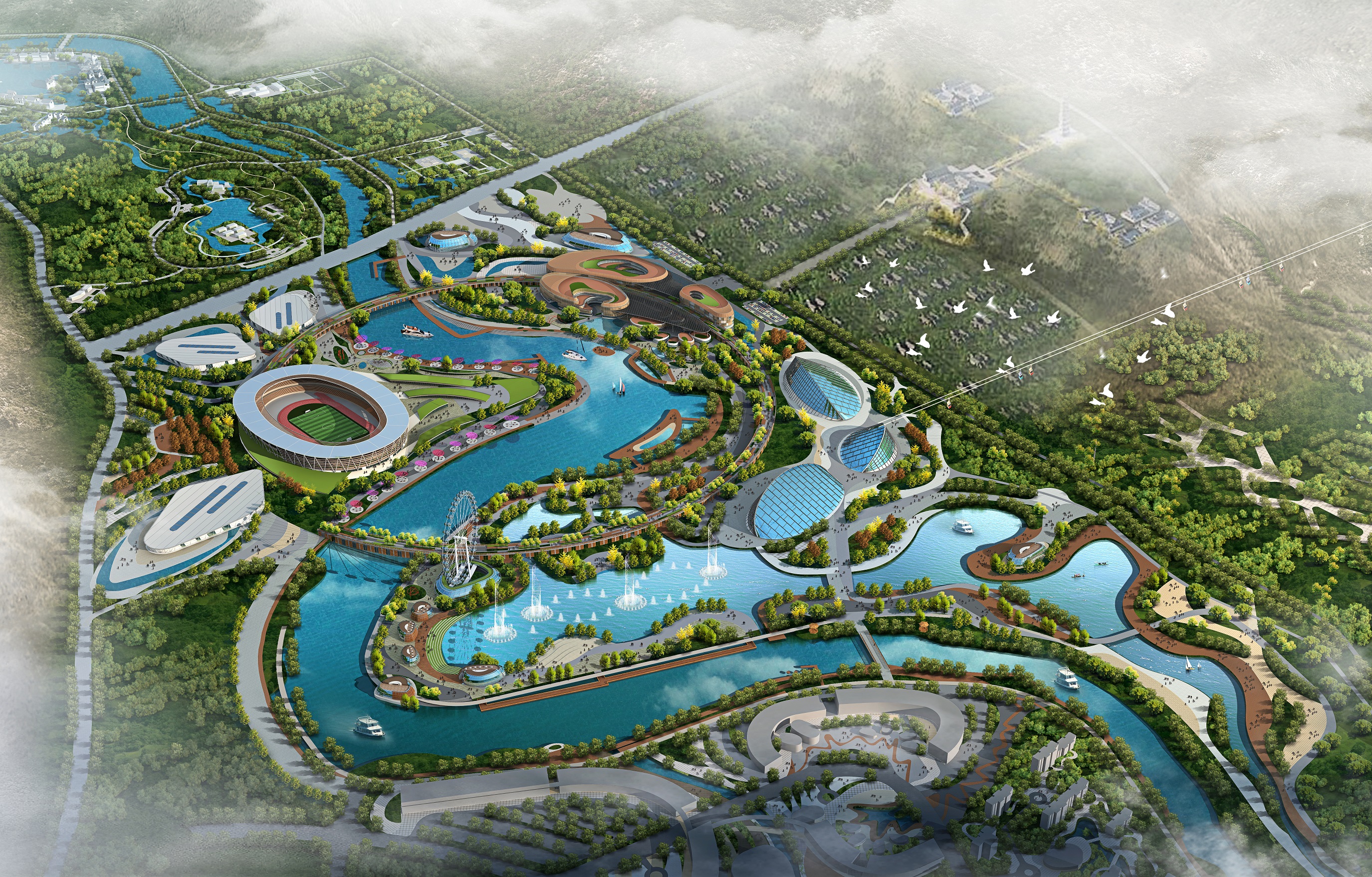12km Han Cheng Riverfront, 700HA Theme Park Master planning Concept Landscape Residential